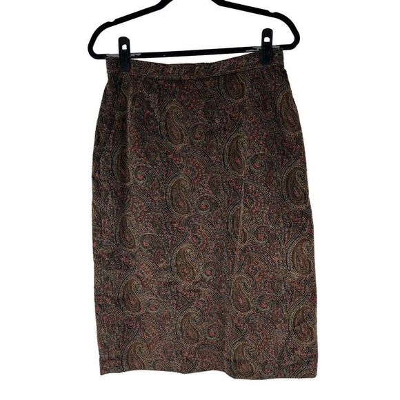 Vintage Dresses & Skirts - Vintage 87’ Brown Paisley Corduroy Midi‎ Skirt NWT